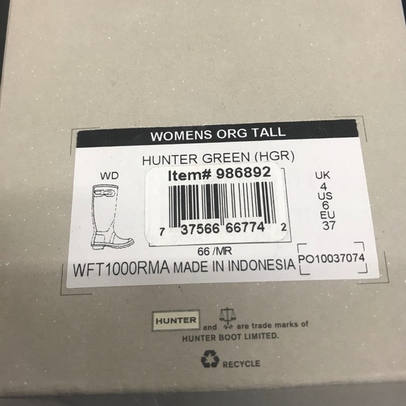 New HUNTER Original Tall Wellies Rain Boots Green - Picture 7 of 7